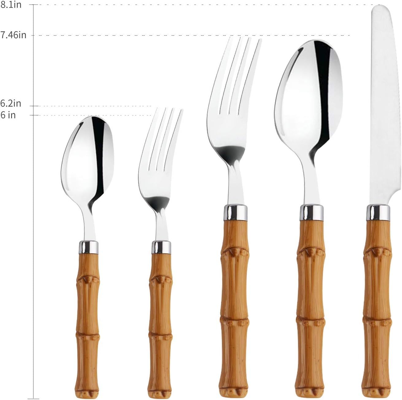 HF HOFTEN Silverware Set, Bamboo Plastic Handle Flatware Set Include Fork Spoon Knife Utensils fo... | Amazon (US)