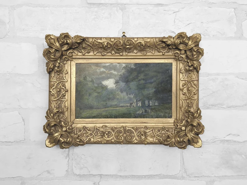 Vintage Landscape Gold Framed Art | Antique Oil Painting Reproduction | Canvas Print in Ornate Fr... | Etsy (US)