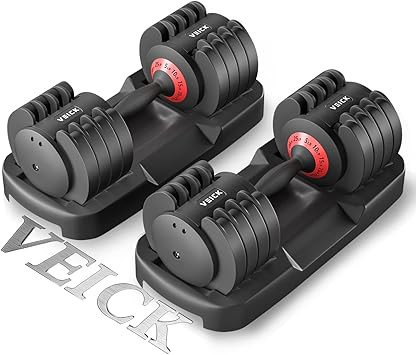 VEICK Adjustable Dumbbell, 25/55 lb Dumbbell for Men and Women, Fast Adjust Weight by Turning Han... | Amazon (US)