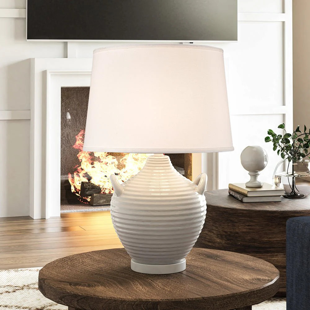 UEX8110 Modern-Farmhouse Table Lamp 16.5''W x 16.5''D x 25''H, Gloss White Finish, Cedar Park Col... | Urban Ambiance, Inc.