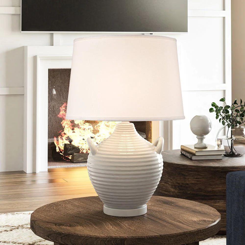 UEX8110 Modern-Farmhouse Table Lamp 16.5''W x 16.5''D x 25''H, Gloss White Finish, Cedar Park Col... | Urban Ambiance, Inc.