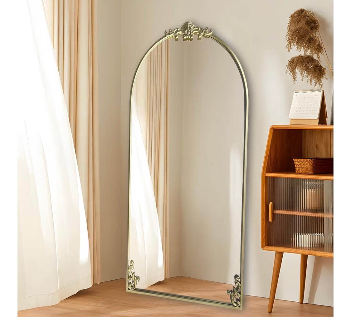Silver Arched Mirror, 22"x47" Ornate Carved Mirrors, Vintage Arch Mirror with Metal Frame, Large Elegant Decorative Mirrors for Living Room Mantel Bathroom Bedroom Entryway

#LTKHome
