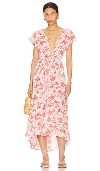 Blake Midi Dress in Cabo Flora Red Floral Dress Floral Midi Dress White Floral Maxi Dress | Revolve Clothing (Global)