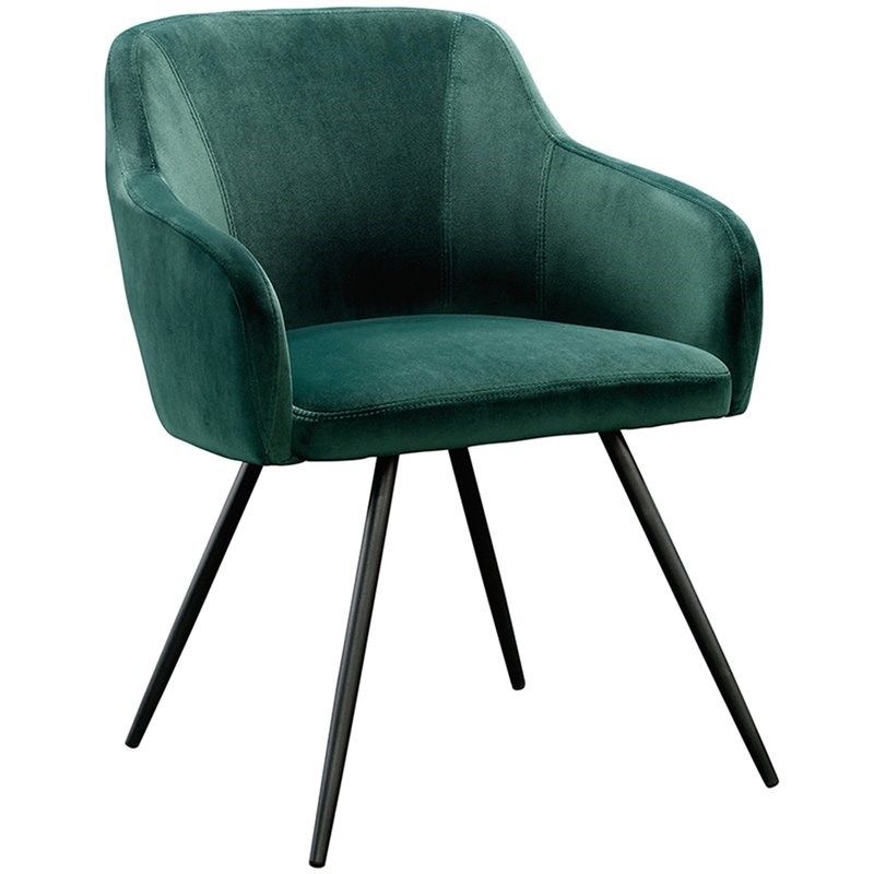 Sauder Harvey Park Velvet Fabric Upholstered Accent Chair in Emerald Green/Black | Homesquare