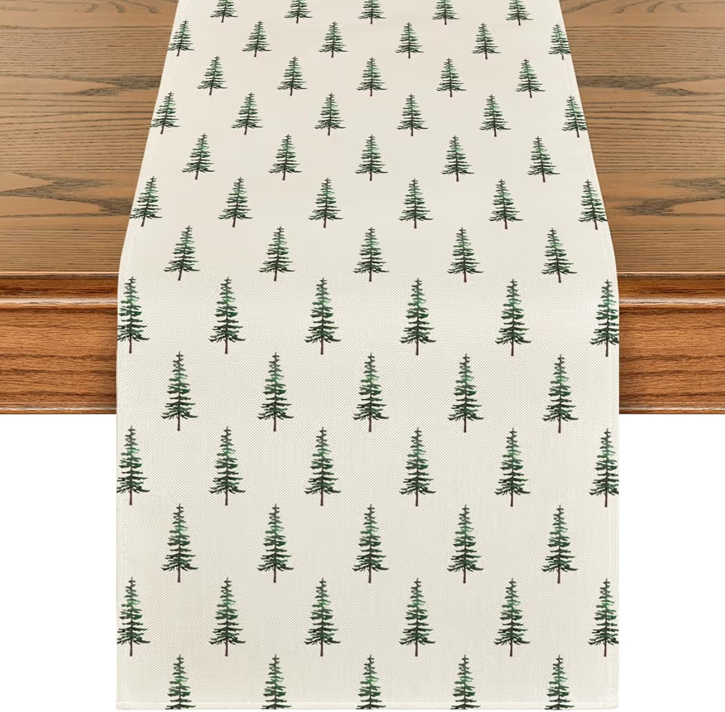 Artoid Mode Beige Xmas Tree Christmas Table Runner, Seasonal Winter Kitchen Dining Table Decorati... | Amazon (US)