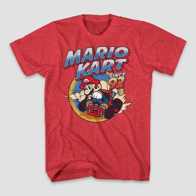 Men's Nintendo Mario Kart Short Sleeve Graphic T-Shirt - Heather Red | Target