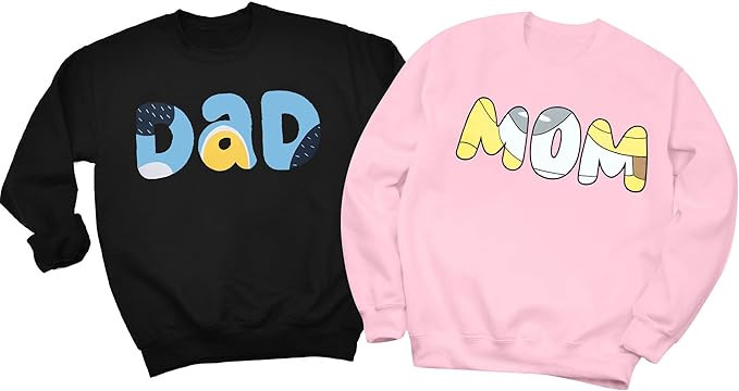 JINTING Mom and Dad Sweatshirt Couple Outfit T-Shirt Casual Letter Graphic Long Sleeve Tops | Amazon (US)