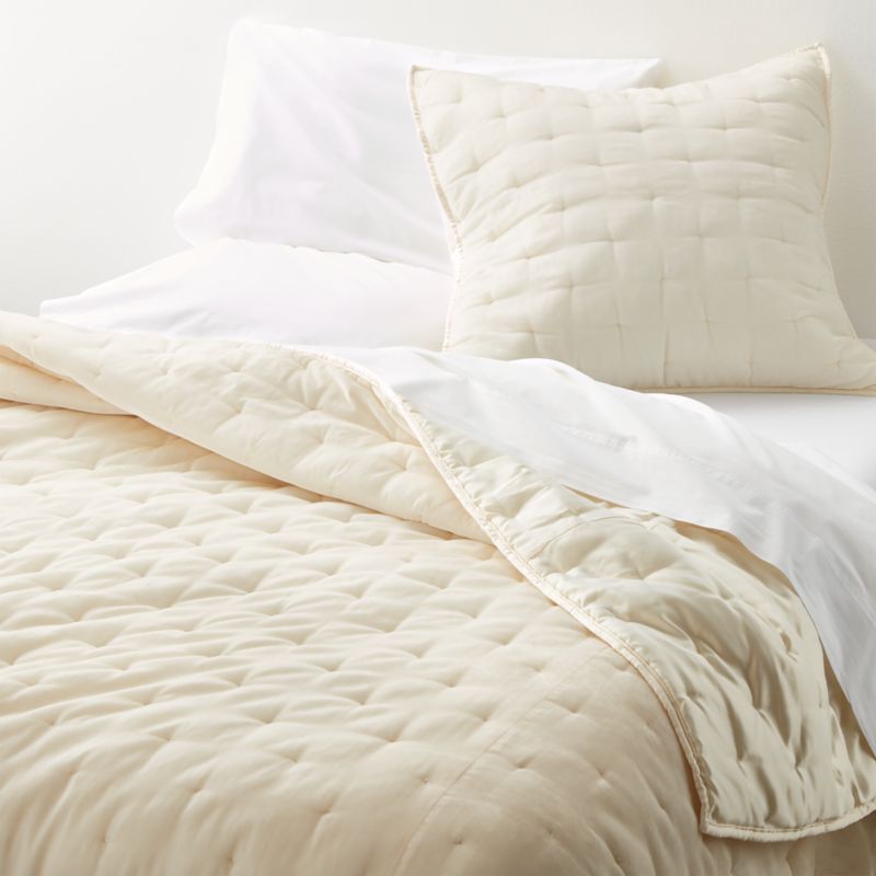 Audra Velvet Ivory King Quilt + Reviews | Crate and Barrel | Crate & Barrel