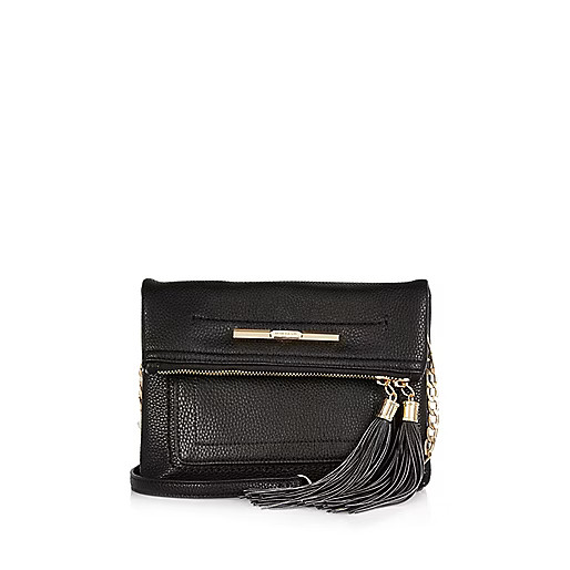 Black fold over cross body bag | River Island (UK & IE)