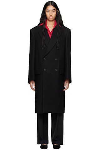 Black Hailey Bieber Edition Double-Breasted Coat | SSENSE