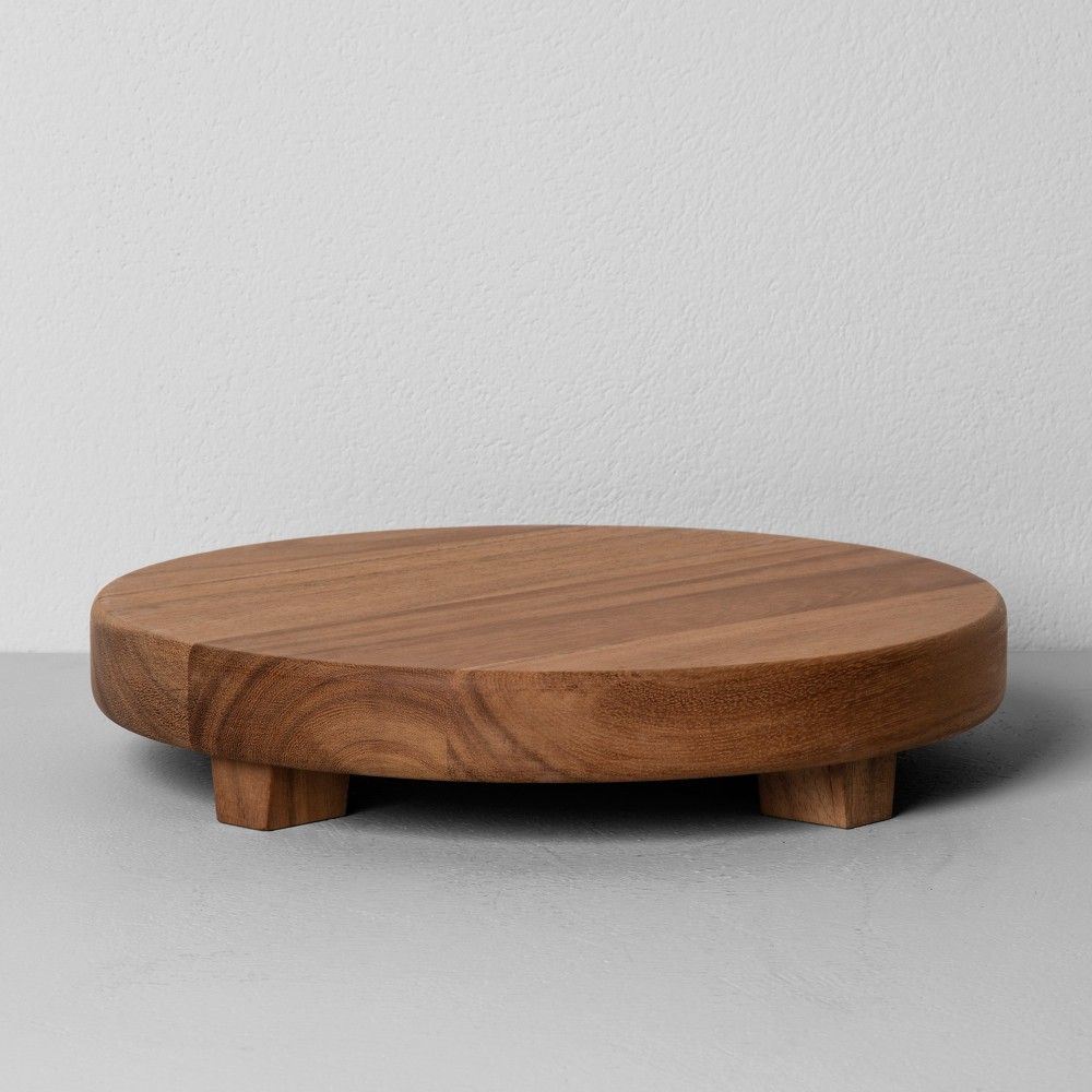 Acacia Wood Round Footed Tray Large - Hearth & Hand with Magnolia, Brown | Target