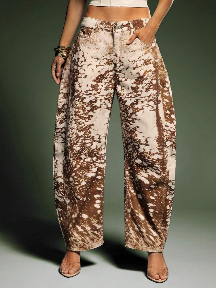 Denimoi Fall Casual Slant Pocket Streetwear Barrel Leg Jeans | SHEIN