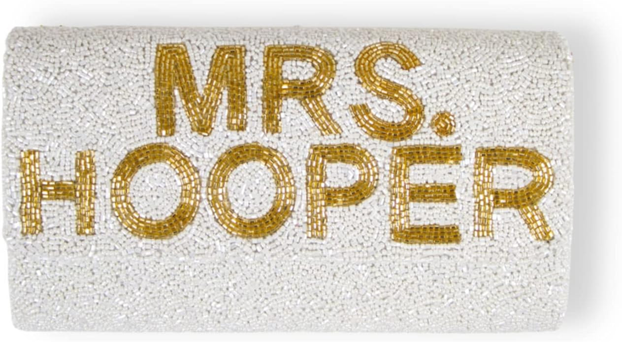 Personalized Custom Clutch Purse for Women, Beaded Clutch Crossbody Bag with Gold Chain Strap for... | Amazon (US)