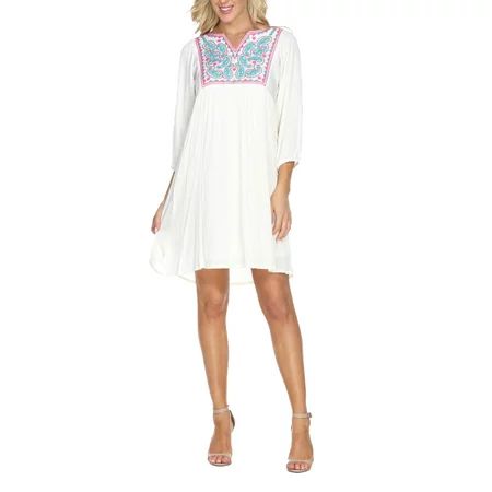 Women's Embroidered Smock Dress | Walmart (US)