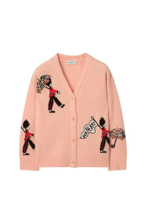 burberry London Guards Wool Cardigan in Shell Pink at Nordstrom, Size 3T | Nordstrom
