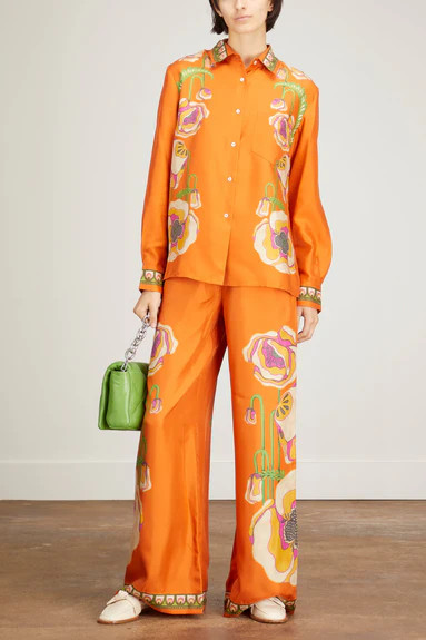 Boy Shirt in Poppies Orange Placee | Hampden Clothing