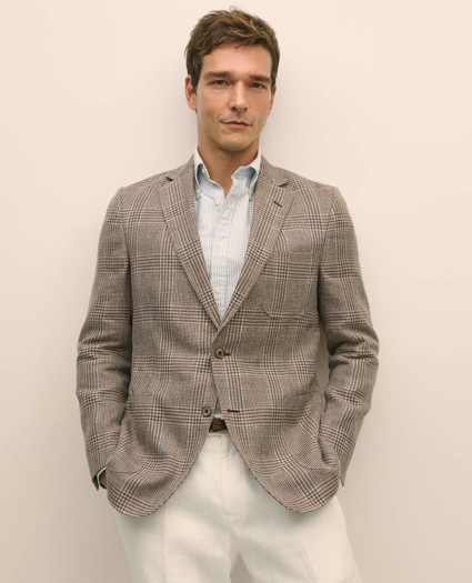 Classic Fit Linen-Silk-Cotton Check 1818 Sport Coat | Brooks Brothers