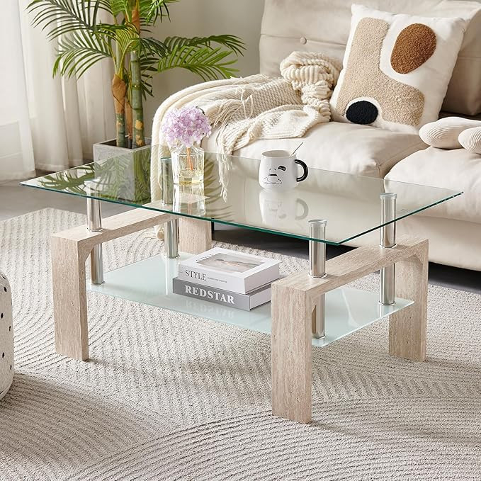Living Room Rectangle Coffee Table, Tea Table Suitable for Waiting Room, Modern Side Coffee Table... | Amazon (US)