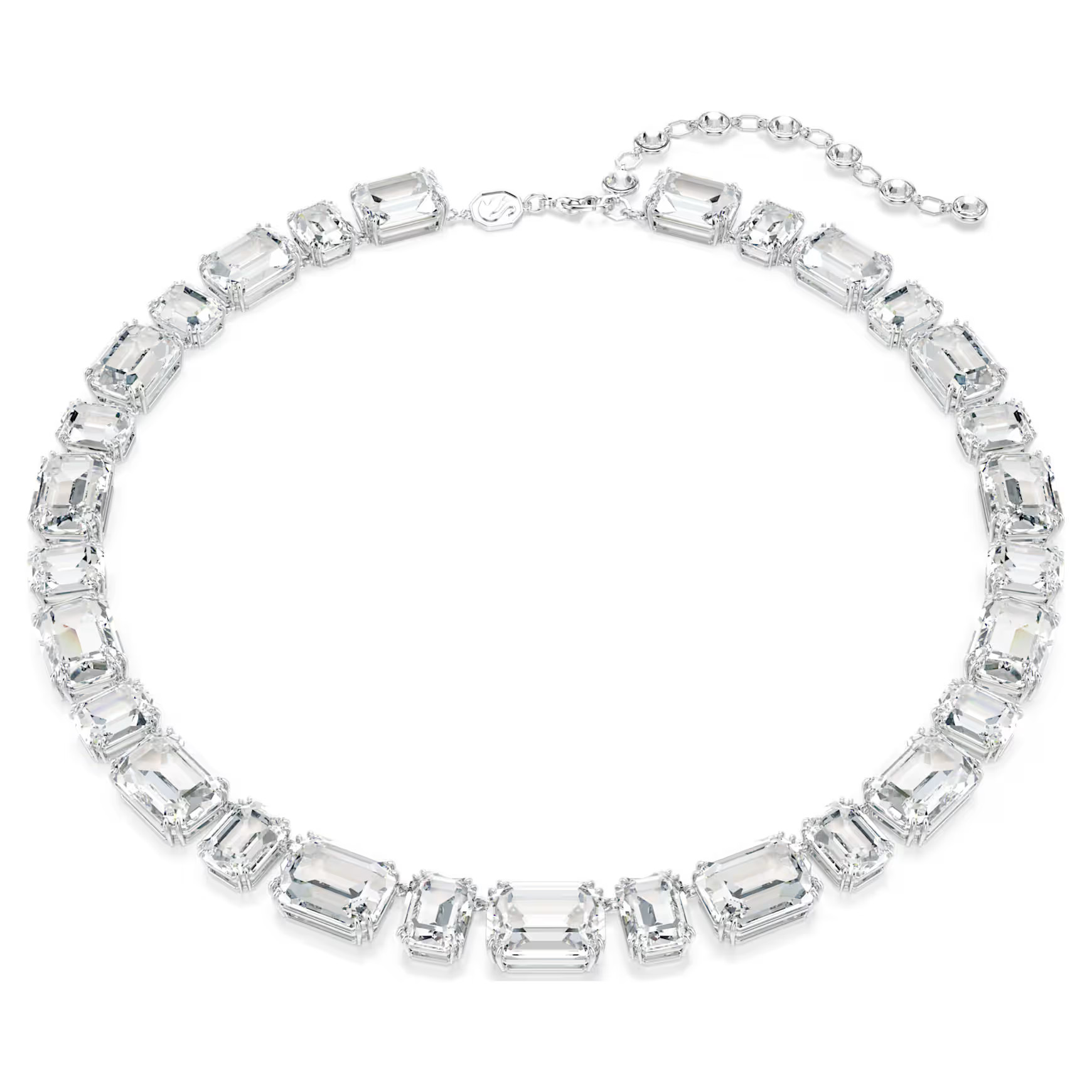 Millenia necklace, Octagon cut, White, Rhodium plated by SWAROVSKI | SWAROVSKI