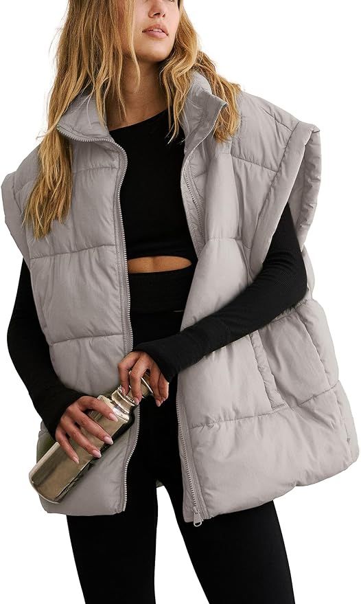 Daacee Women's Oversized Puffer Vest Lightweight Warm Cap Sleeve Puffy Bubble Outerwear Vests wit... | Amazon (US)