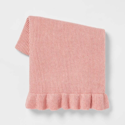 Ruffled Knit Heathered Throw Blanket Rose - Threshold™ | Target