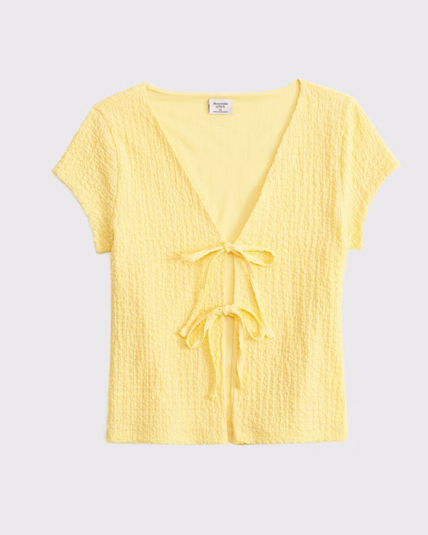Bubble Knit Tie-Front Top | Abercrombie & Fitch (US)