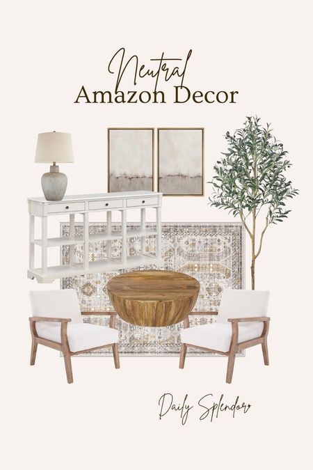 Neutral home decor on Amazon




Neutral area rug, arm chairs, white accent chair, faux olive tree, table lamp, white console table, neutral artwork 

#LTKFind #LTKSeasonal #LTKhome