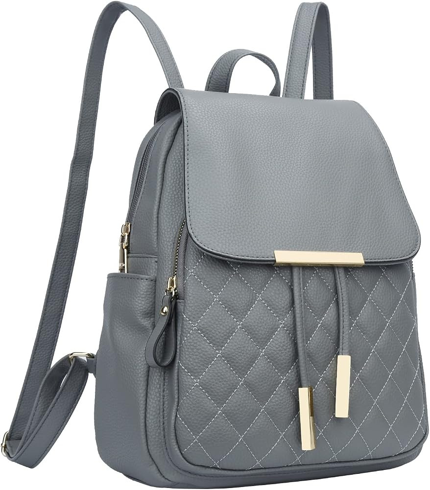 KKXIU Quilted Trendy Leather Backpack Purse for Women and Ladies Shoulder Travel Daypacks Bags (G... | Amazon (US)