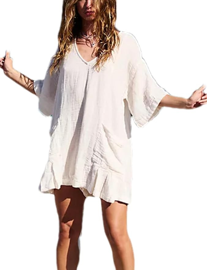 Zontroldy Women's Casual V Neck One Piece Jumpsuit Shorts Summer Short Romper Dresses with Pocket... | Amazon (US)