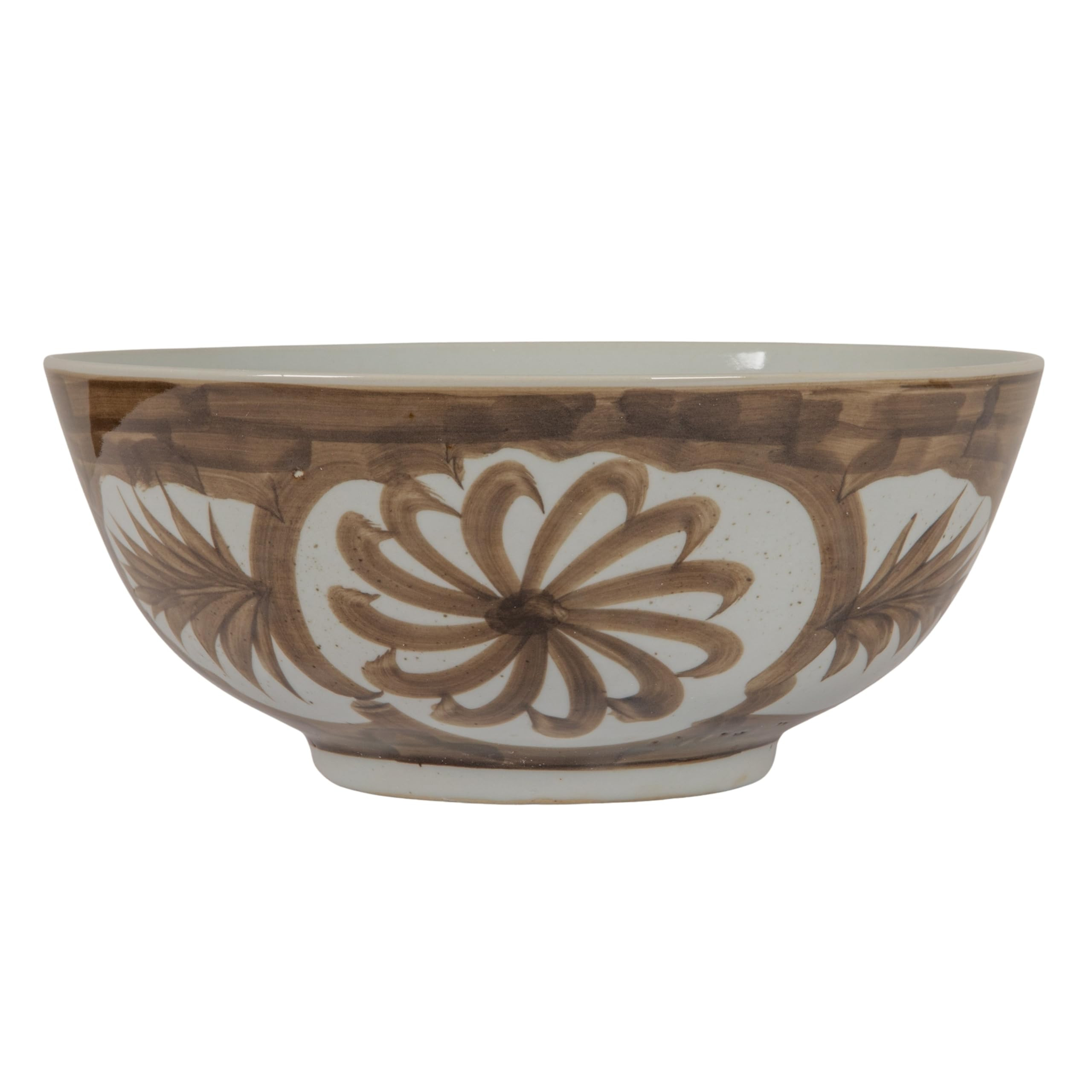 Creative Co-Op Hand-Painted Stoneware Bowl with Water Color Floral Design, Brown | Amazon (US)