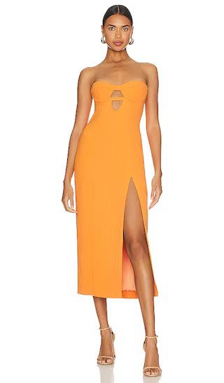 Brisa Midi Dress in Orange Fizz Cutout Dress Midi Summer Dress Bridesmaid Dress | Revolve Clothing (Global)