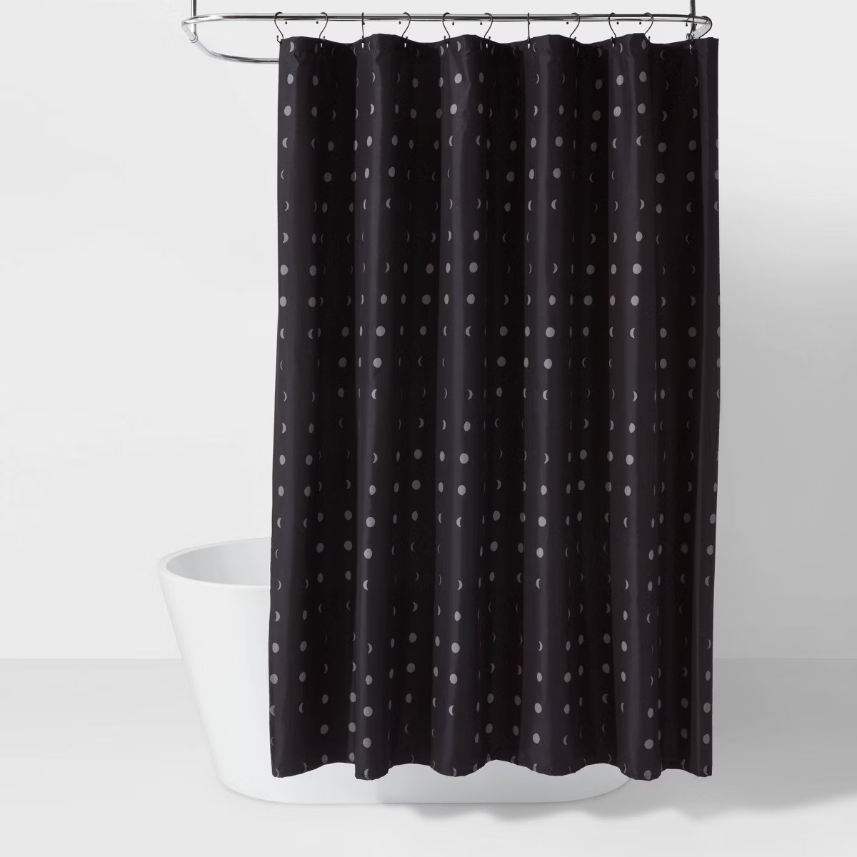 Moon Microfiber Shower Curtain Gray/Black - Room Essentials™: Polyester Bathroom Curtain, Machi... | Target