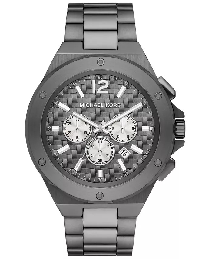 Michael Kors Men's Lennox Quartz Chronograph Gunmetal Stainless Steel Watch 48mm - Macy's | Macy's