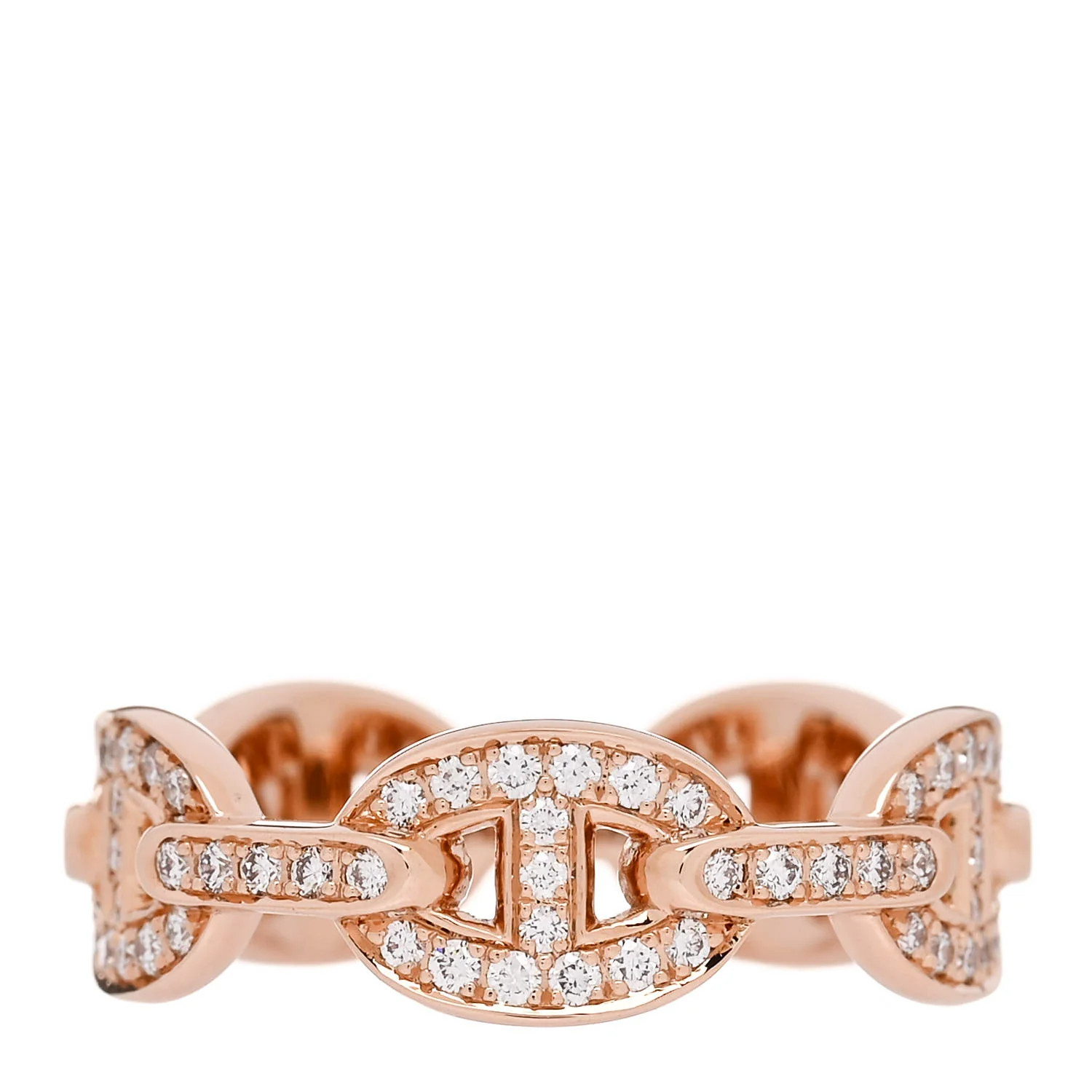 18K Rose Gold Diamond PM d'Ancre Enchainee Ring 57 8 | FASHIONPHILE (US)