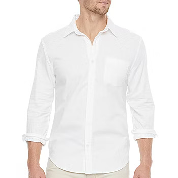 Mutual Weave Stretch Oxford Mens Regular Fit Long Sleeve Button-Down Shirt | JCPenney