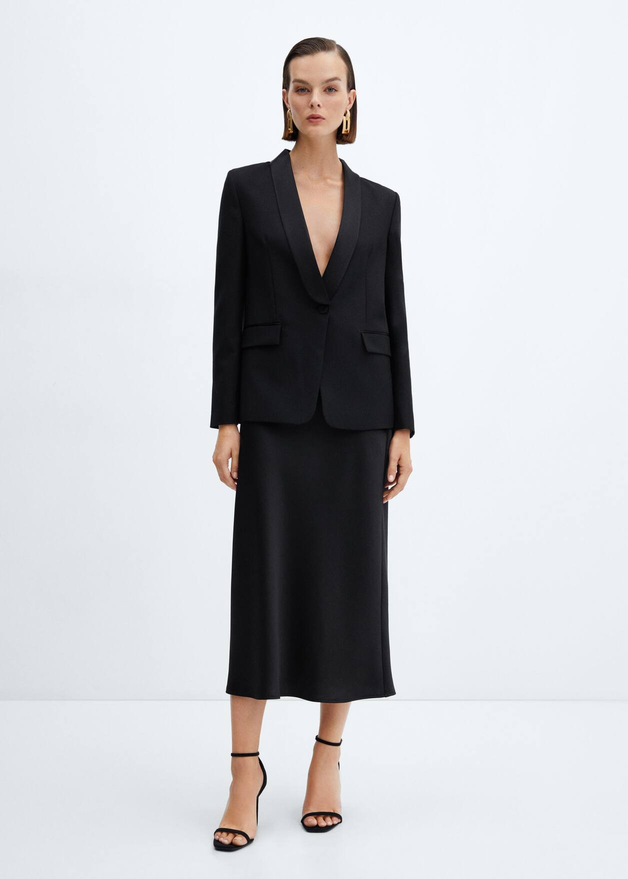 Wool jacket with satin lapels | Mango Canada