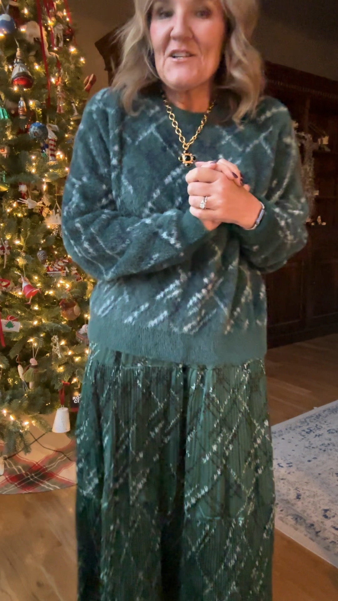 50% off holiday collection at shop of our starts today!  Wearing a large in the sweater and a medium in the skirt.

Size up a full size in the waterproof leather boots 

Holiday outfit Christmas outfit green plaid sweater green plaid skirt fuzzy sweater

#LTKFindsUnder50 #LTKSaleAlert #LTKHoliday