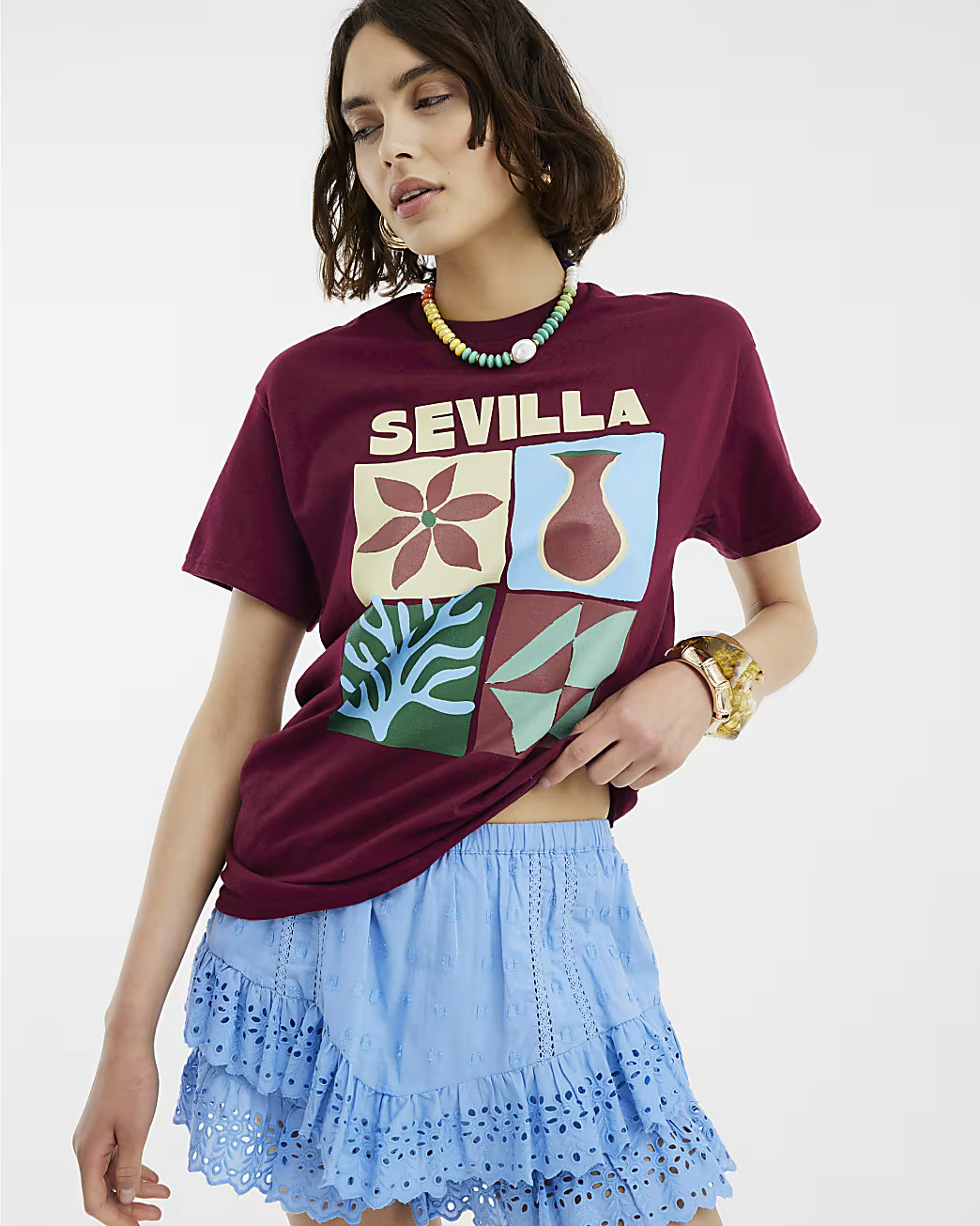Red Sevilla Art Print T-Shirt | River Island UK & IE