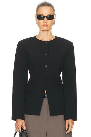 EAVES Keki Collarless Blazer in Black - Black. Size L (also in M, S, XL, XS, XXS). | FWRD 