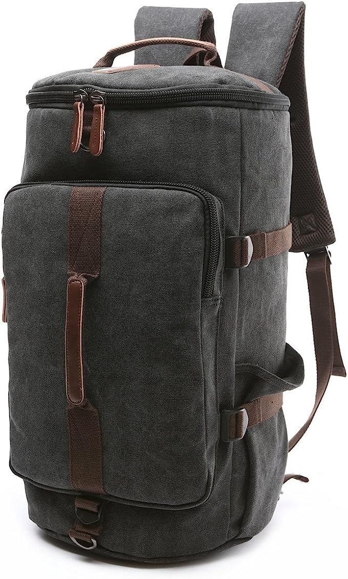 BAOSHA Canvas Weekender Travel Duffel Backpack Hybrid Hiking Rucksack Laptop Backpack for Outdoor... | Amazon (US)