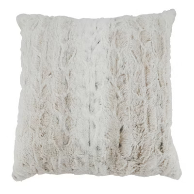 20"x20" Oversize Pampering Plushness Faux Fur Poly Filled Square Throw Pillow Off-White - Saro Lifestyle | Target