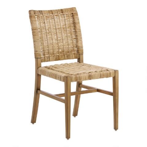 Natural Rattan and Wood Amolea Dining Chair Set of 2 | World Market