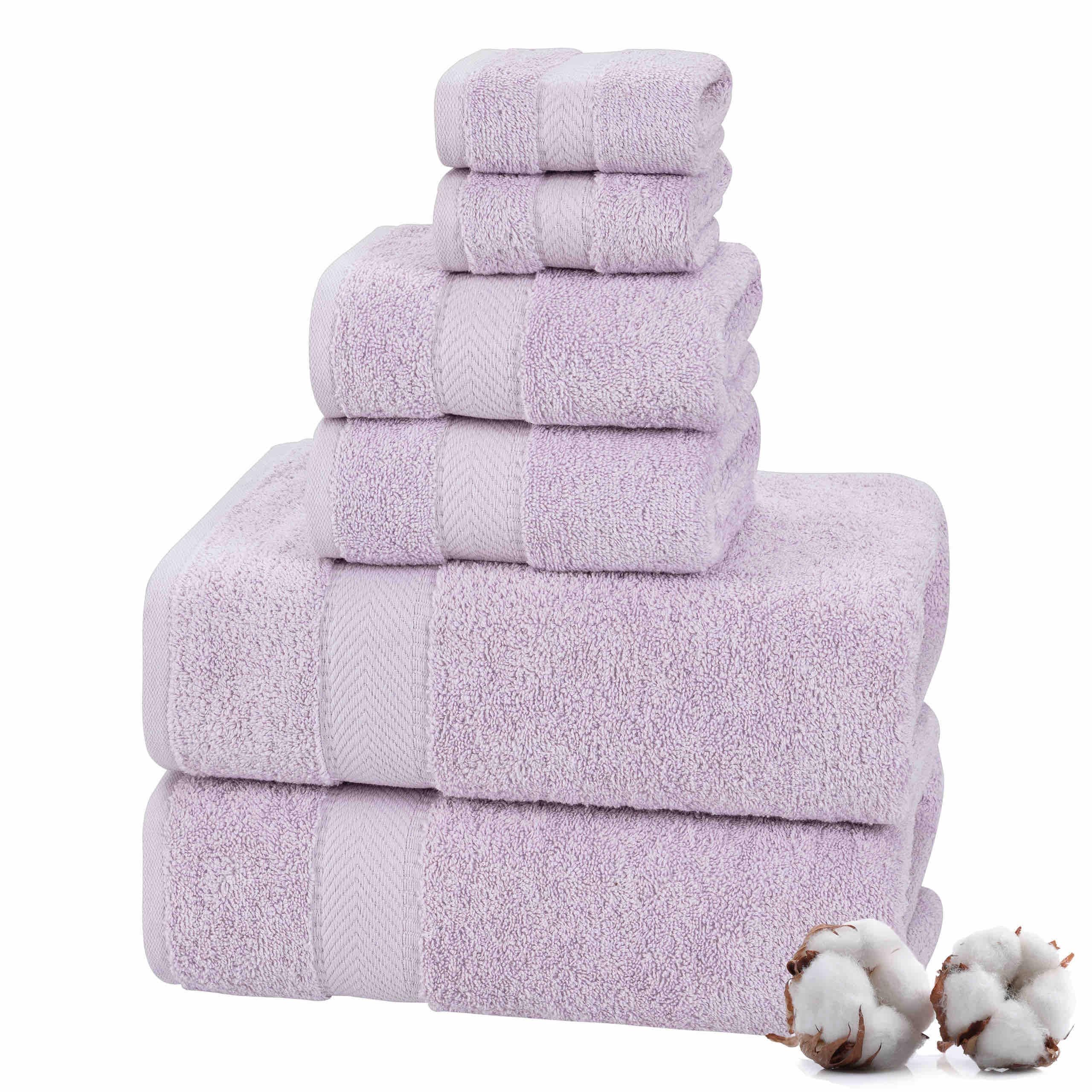 TEXTILOM 100% Turkish Cotton 6 Pcs Bath Towel Set, Luxury Soft & Absorbent Bathroom Towels Set (2 Bath Towels, 2 Hand Towels, 2 Washcloths)- Lilac | Amazon (US)