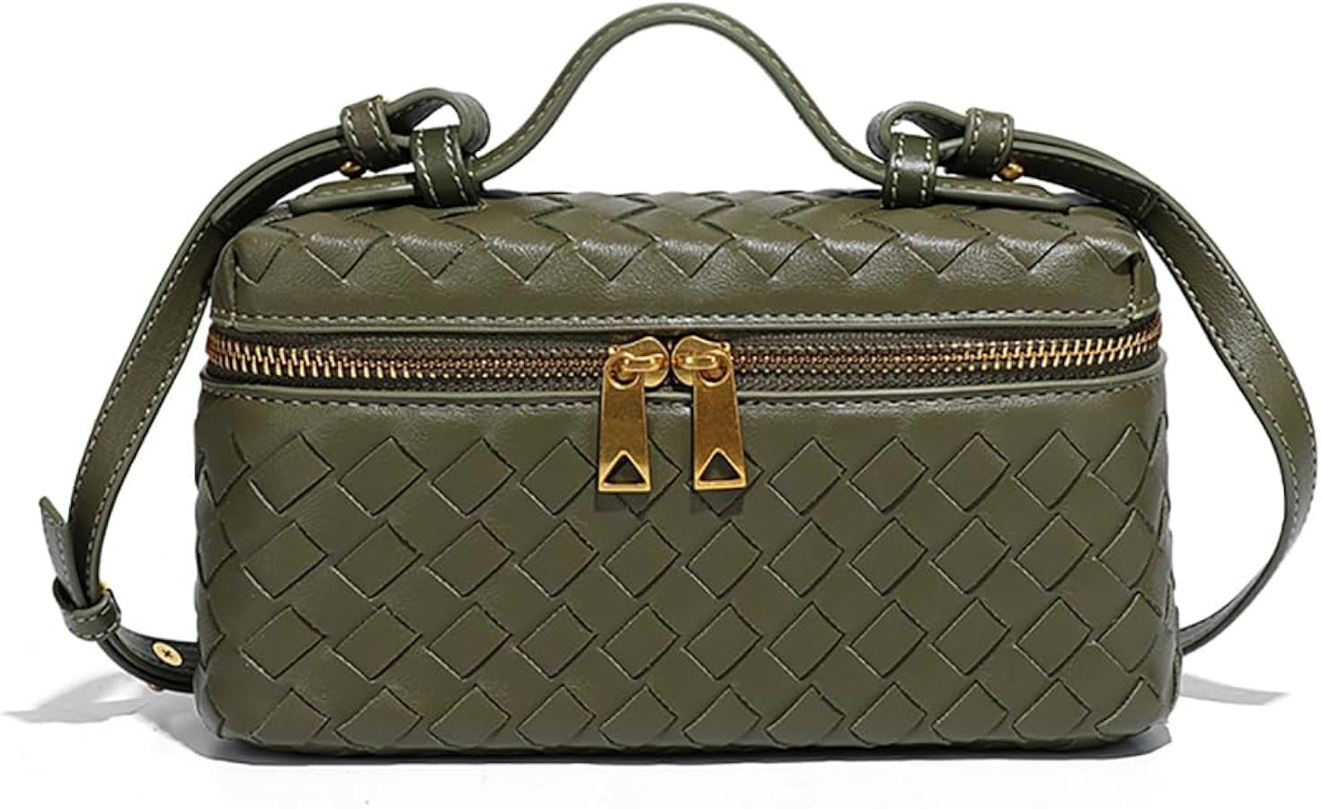 Womens Woven Crossbody Handbag Fashion Leather Top Handle Bag | Amazon (US)
