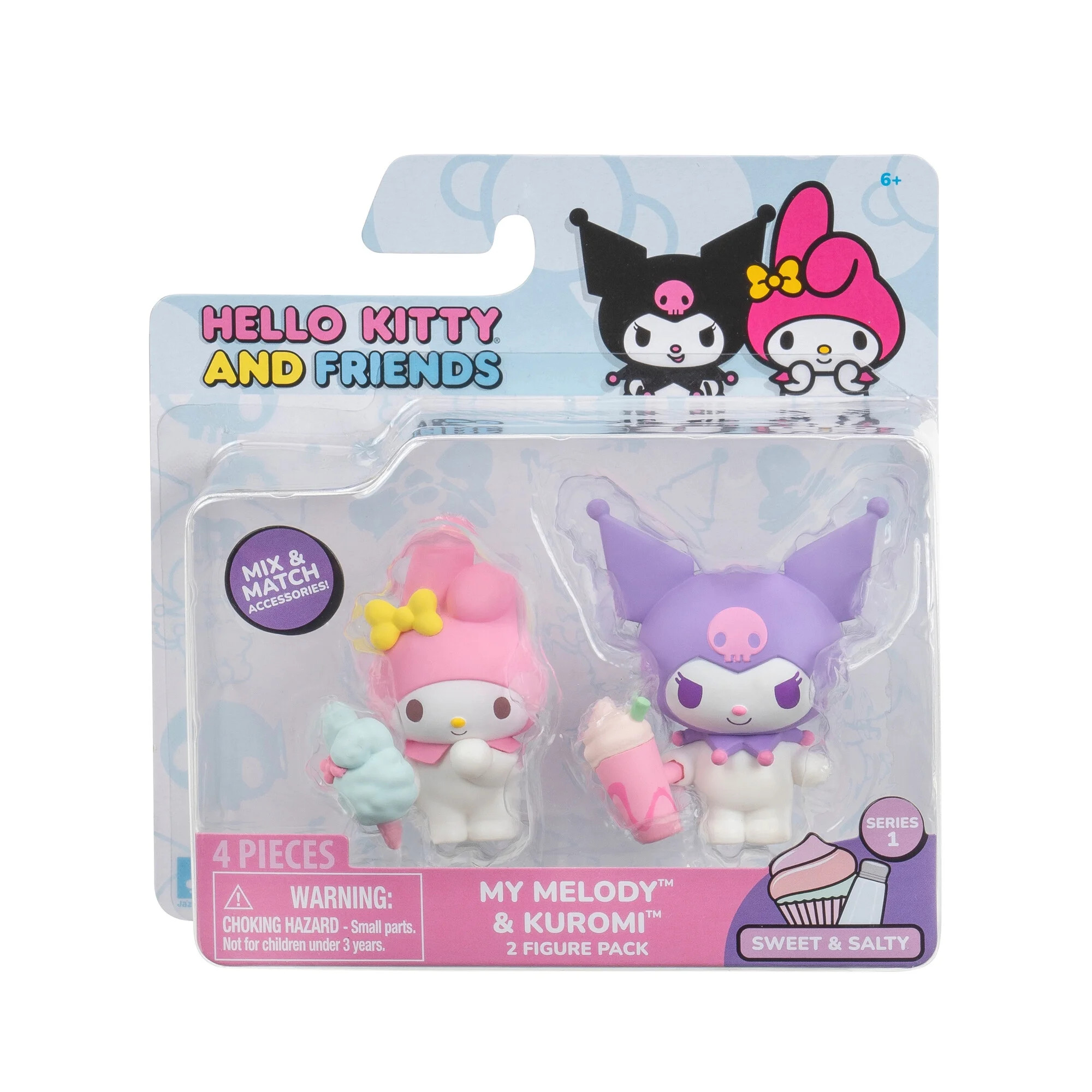 Hello Kitty® and Friends 2 Inch Figure Sweet & Salty 2 Figure Pack, My Melody & Kuromi | Walmart (US)