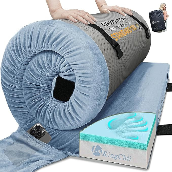 KingChii CertiPUR-US Memory Foam Camping Mattress, Portable Roll Up Travel Car Camping Mattress S... | Amazon (US)
