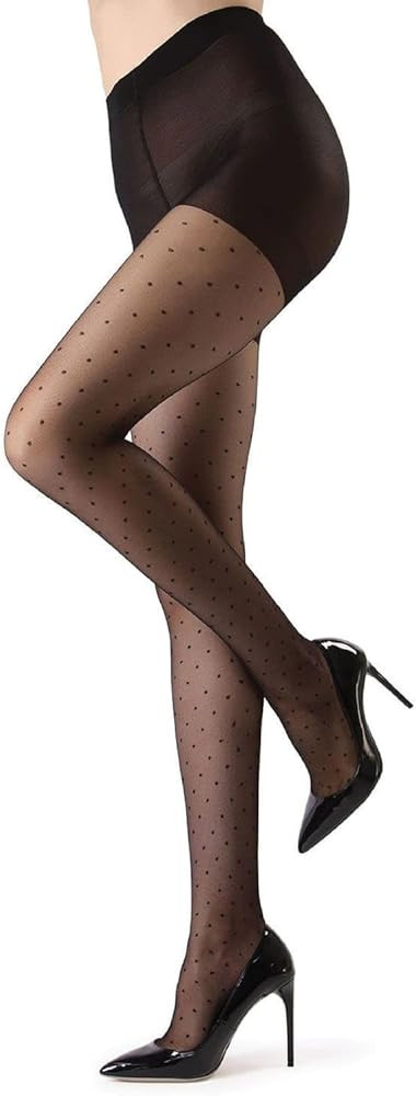 MeMoi Women's Petite Point Dot Pattern Sheer Fashion Tights | Amazon (US)