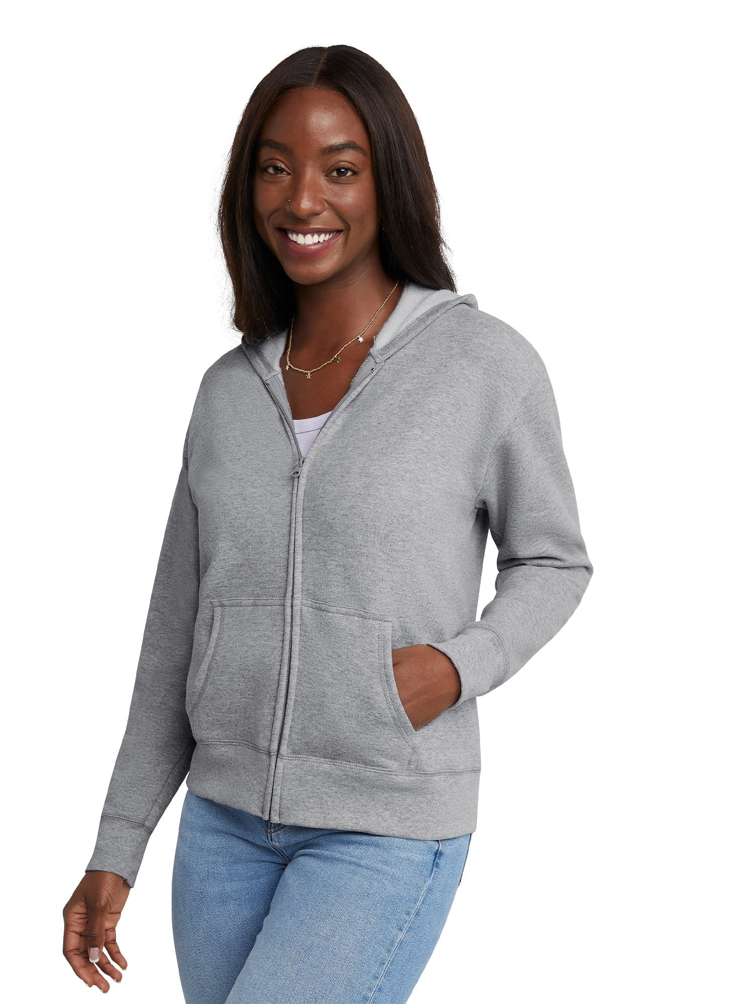 Hanes ComfortSoft EcoSmart Women's Fleece Full-Zip Hoodie Sweatshirt, Sizes S-XXL | Walmart (US)