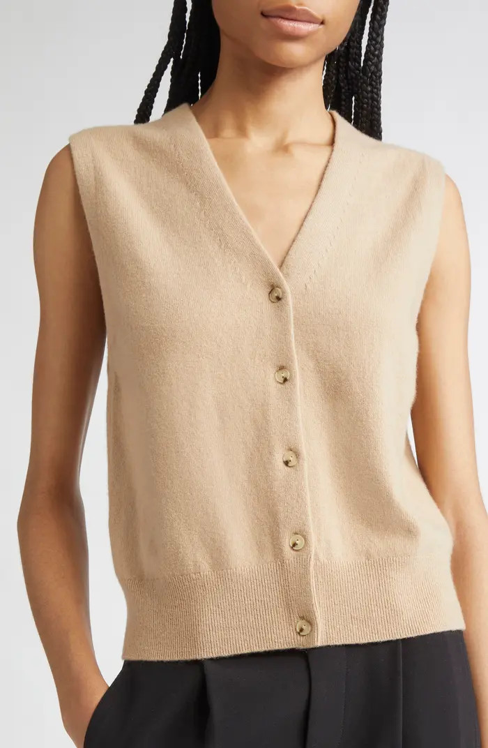 Shrunken Button Wool & Cashmere Blend Vest | Nordstrom