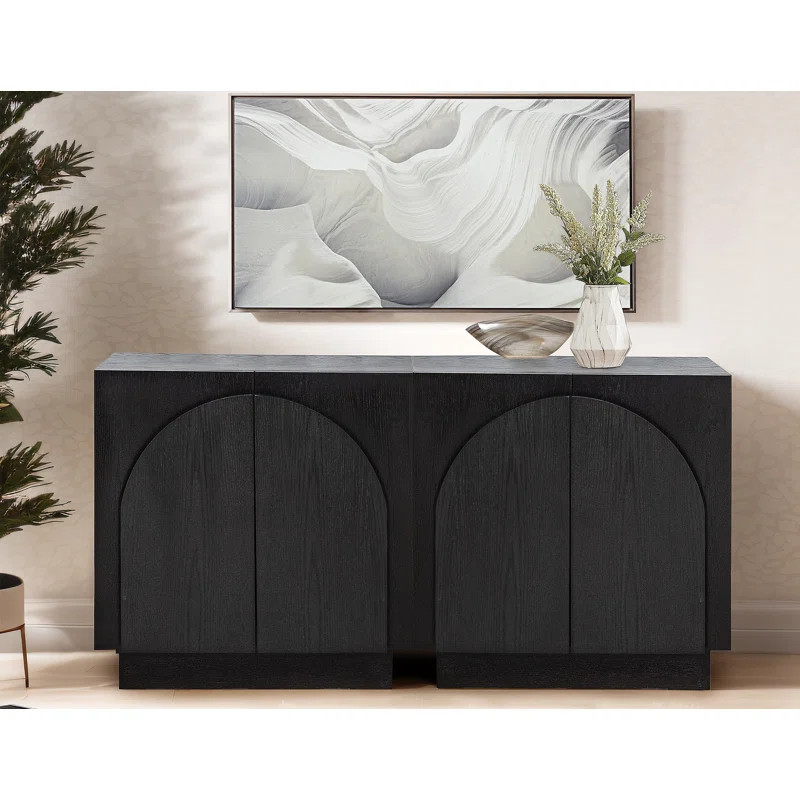 Solid Wood Arched Storage Cabinet Credenza (Set of 2) | Wayfair North America